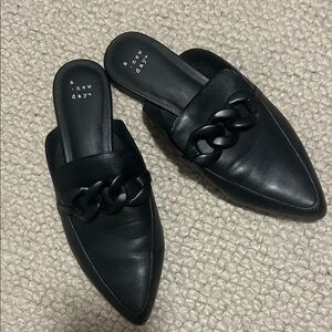 A New Day Black Chain Detail Mules